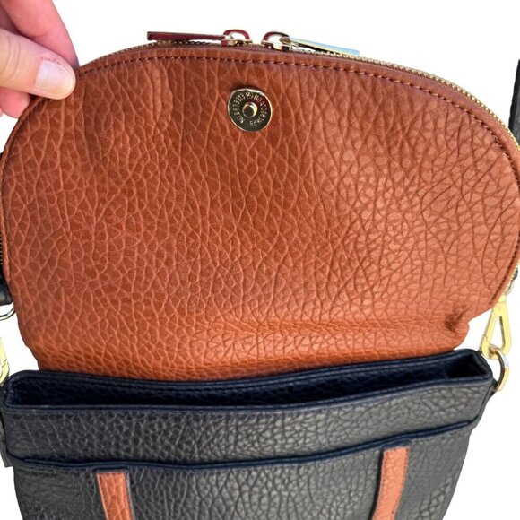 Sharif Black Brown Textured Leather Crossbody Shoulder Bag Wristlet Handbag New - Picture 12 of 15